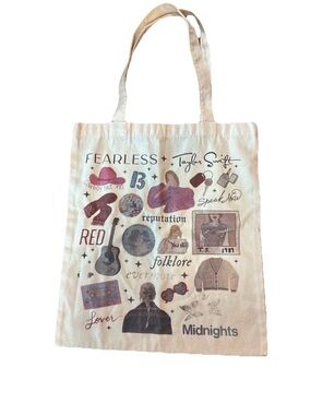 Taylor Swift Eras-inspired cream canvas tote bag